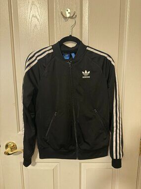 Adidas Originals Superstar Track Jacket Women's Size S Black White 3-Stripes